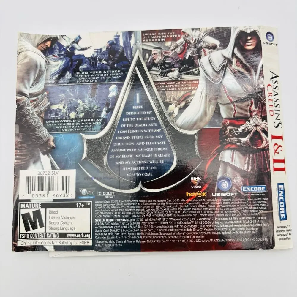 Assassins Creed 1 & 2 Ultimate Collection PC Video Game. Very Good Condition